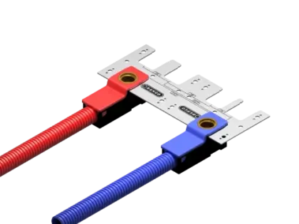 Henco P-serie messing pers Wall Box muurinbouwdoos 90° FF 16 x 1/2 F - 2 x blauw/2 x rood - prijs per doos WBP-1604