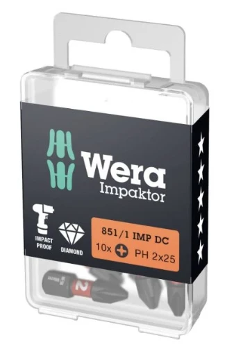 Wera 851/1 IMP DC PH DIY Impaktor Bits - 3 x 25 mm DIY-Box - Doos van 10st WER05057617001
