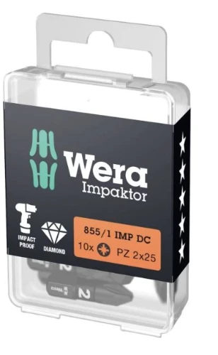 Wera 855/1 IMP DC PH DIY Impaktor Bits - PZ 2 x 25 mm DIY-Box - Doos van 10st WER05057621001