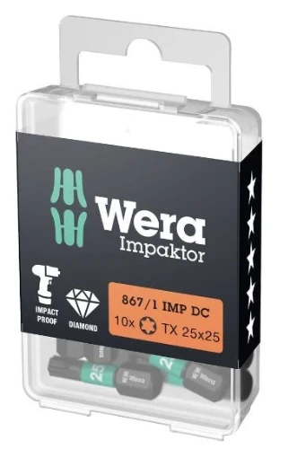 Wera 867/1 IMP DC TORX® DIY Impaktor Bits - TORX 20 x 25 mm DIY-Box - Doos van 10st WER05057624001