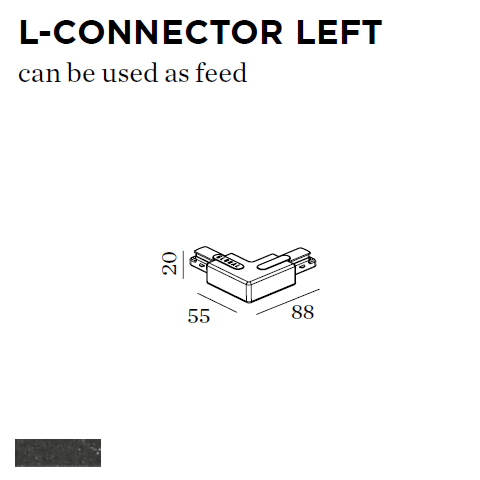 WEVER & DUCRE L-CONNECTOR LEFT 88x55x20mm zwart 90014025