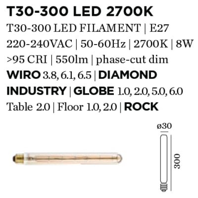 WEVER & DUCRE LAMP T30-300LED 2700K DIM GOLD 6W 9003E135