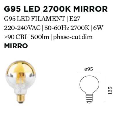 WEVER & DUCRE MIRRO G95 LED E27 I 6 W I 500lm I 2700K 9003E142