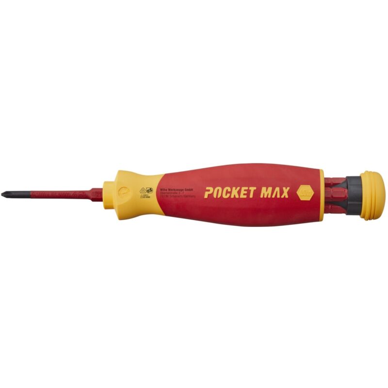Wiha Screwdriver with bit magazine PocketMax electricmixed with 4 slimBits 45296
