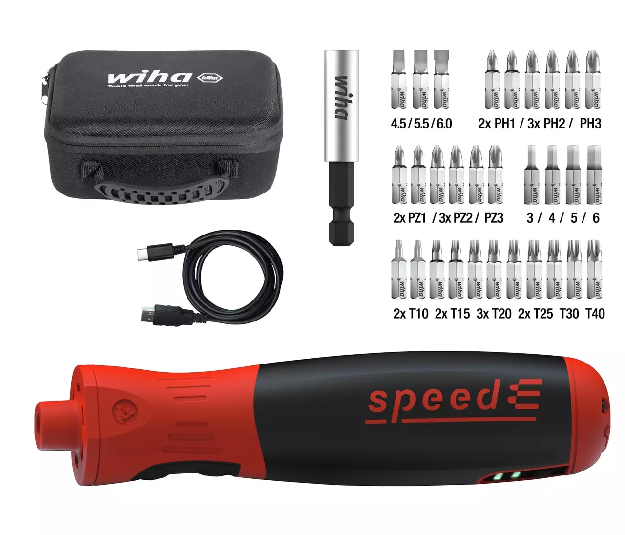 Wiha Elektrische schroevendraaier speedE® PocketDrive met bitbox en tas 45791