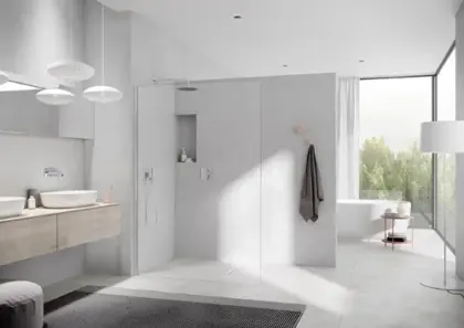 Kermi Walk-In XC WIO Walk-in douchewand 1400 x 2000 mm - verstelbaarheid 1380-1390 mm - SIMG ESG helder Wall - profiel : zilver matglans XCWIO140201AK