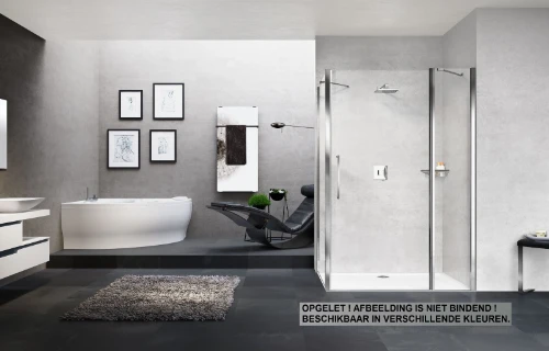 Novellini Young 2 F1B zijwand 870 x 2000 mm - mat chroom - transparant Y2F1B87-1B