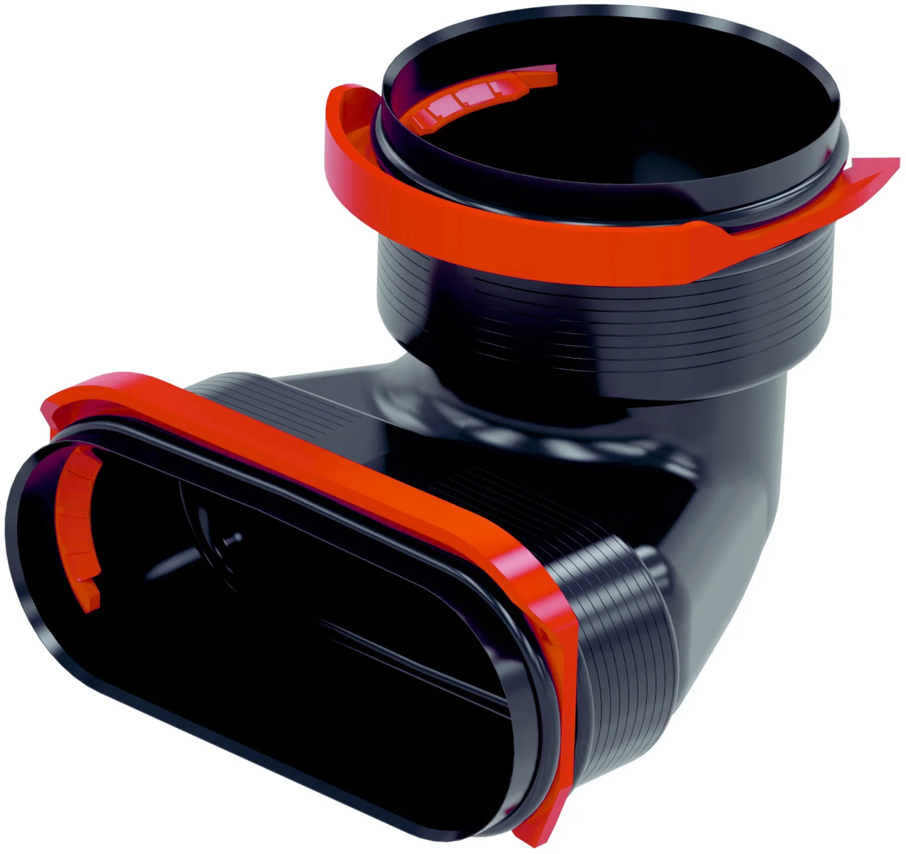 Zehnder Verloopstuk vierkant op rond Zehnder ComfoFlat Ø90mm kunststof 138x51mm 90 990322205