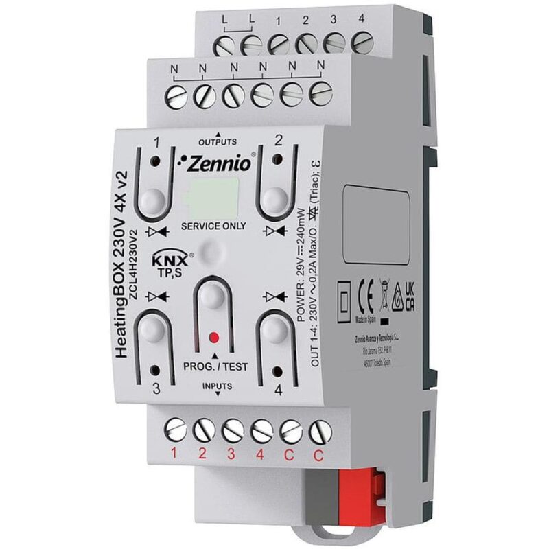 Zennio HeatingBOX 230V 4X v2 - KNX Verwarmingsactor 230V 4-V ZEZCL4H230V2