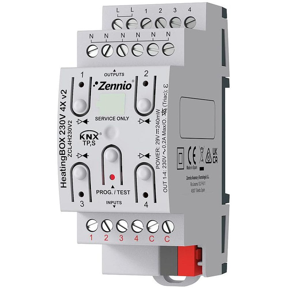 Zennio HeatingBOX 230V 4X v2 - KNX Verwarmingsactor 230V 4-V ZEZCL4H230V2