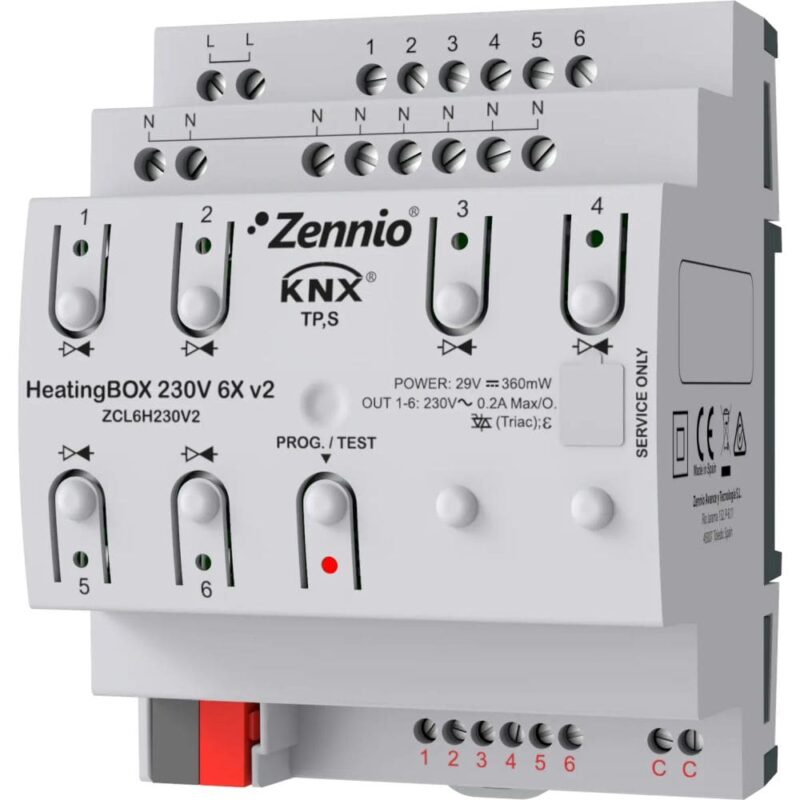 Zennio HeatingBOX 230V 6X v2 - KNX Verwarmingsactor 230V 6-V ZEZCL6H230V2