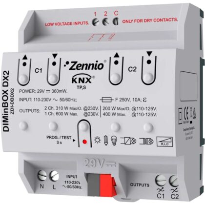 Zennio DIMinBOX DX2 - KNX Universele dimactor 2-v ZEZDI-DBDX2