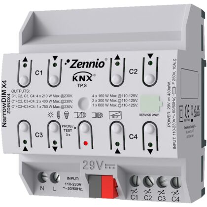 Zennio NarrowDIM X4 - KNX Universele dimactor 4-v ZEZDINDX4