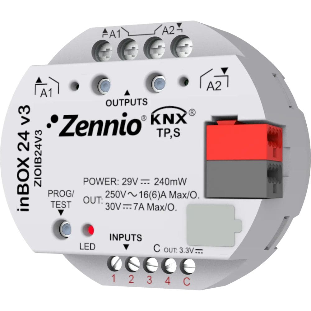 Zennio inBOX 24 v3 - Multifunctionele KNX actor 2 uit/4 in ZEZIOIB24V3