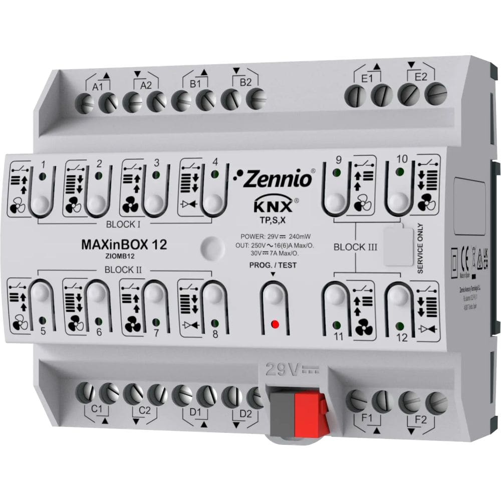 Zennio MAXinBOX 12 - Multifunctionele KNX actor 12-V ZEZIOMB12