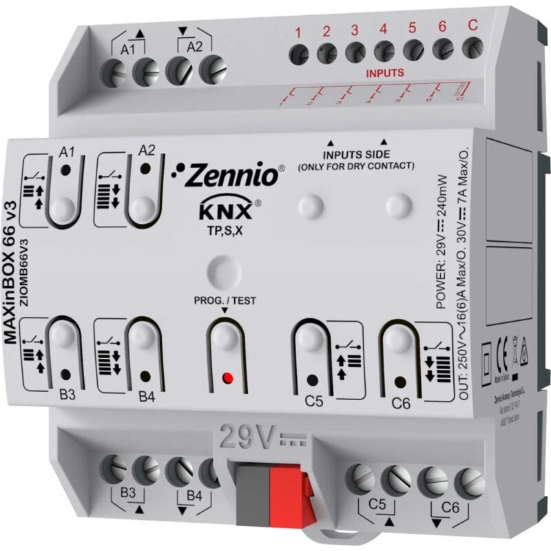 Zennio MAXinBOX 66 v3 - Multifunctionele KNX actor 6 uit/6 in ZEZIOMB66V3