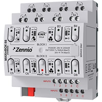 Zennio MAXinBOX 88 - Multifunctionele KNX actor 8 uit/8 in ZEZIOMB88