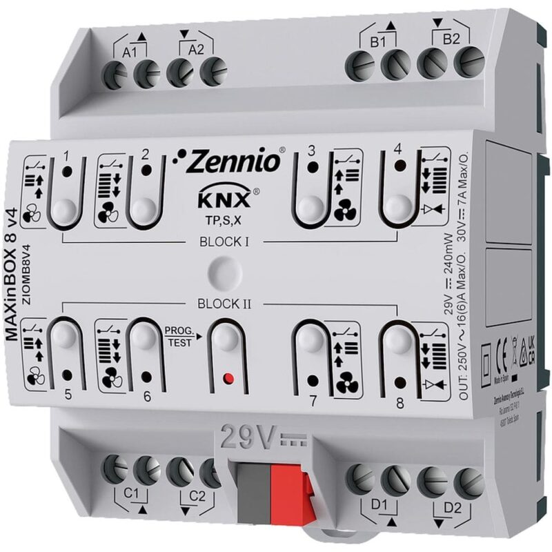 Zennio MAXinBOX 8 v4 - Multifunctionele KNX actor 8-V ZEZIOMB8V4