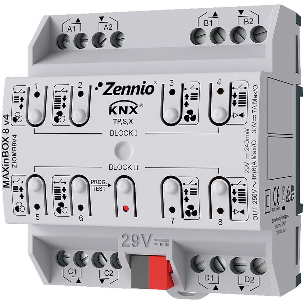 Zennio MAXinBOX 8 v4 - Multifunctionele KNX actor 8-V ZEZIOMB8V4