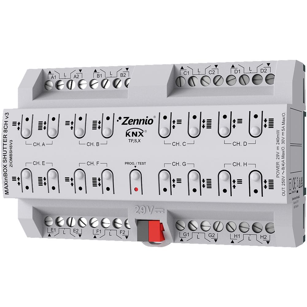 Zennio MAXinBOX SHUTTER 8CH v3 - KNX Rolluikactor 8-v ZEZIOMBSH8V3