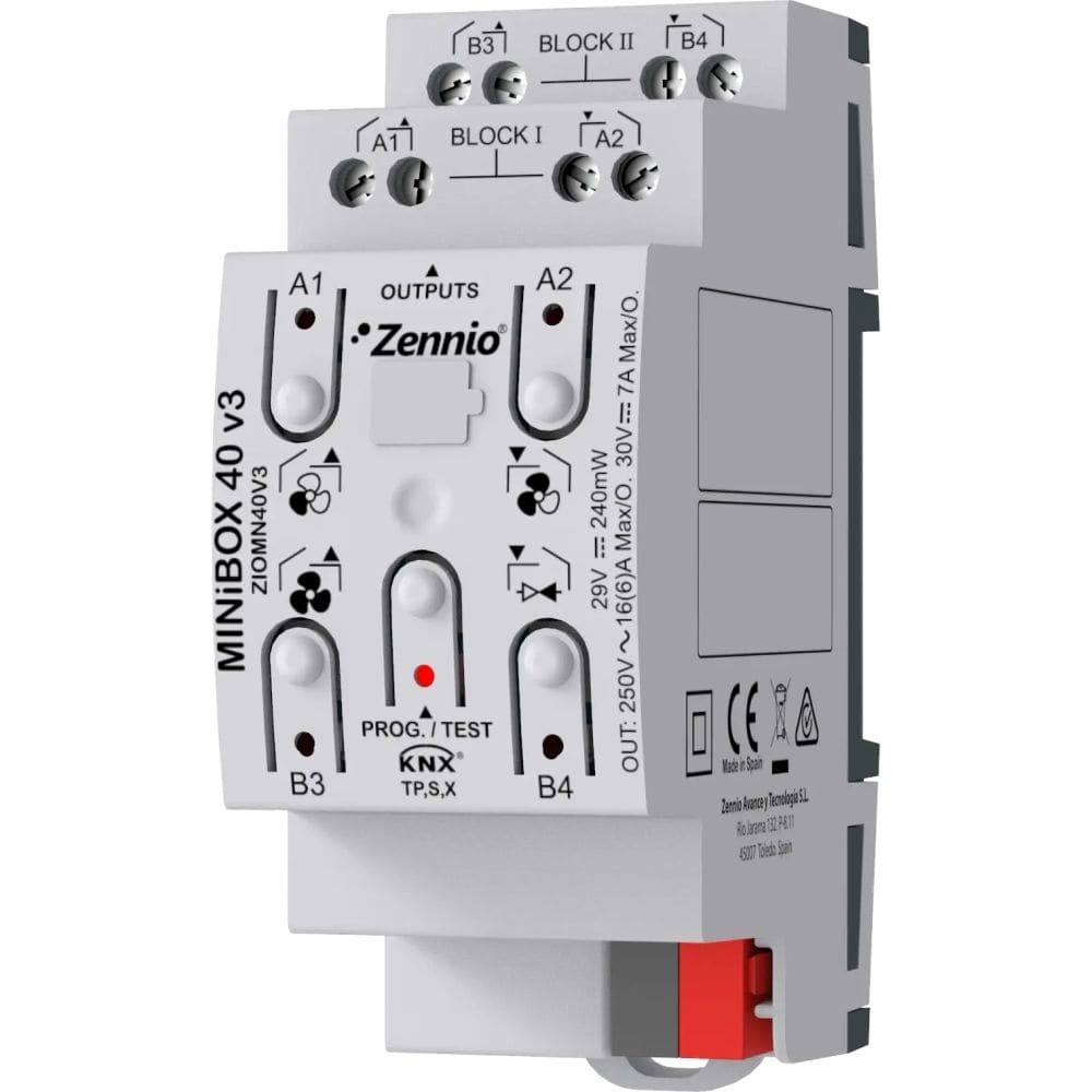 Zennio MINiBOX 40 v3 - Multifunctionele KNX actor 4-V ZEZIOMN40V3