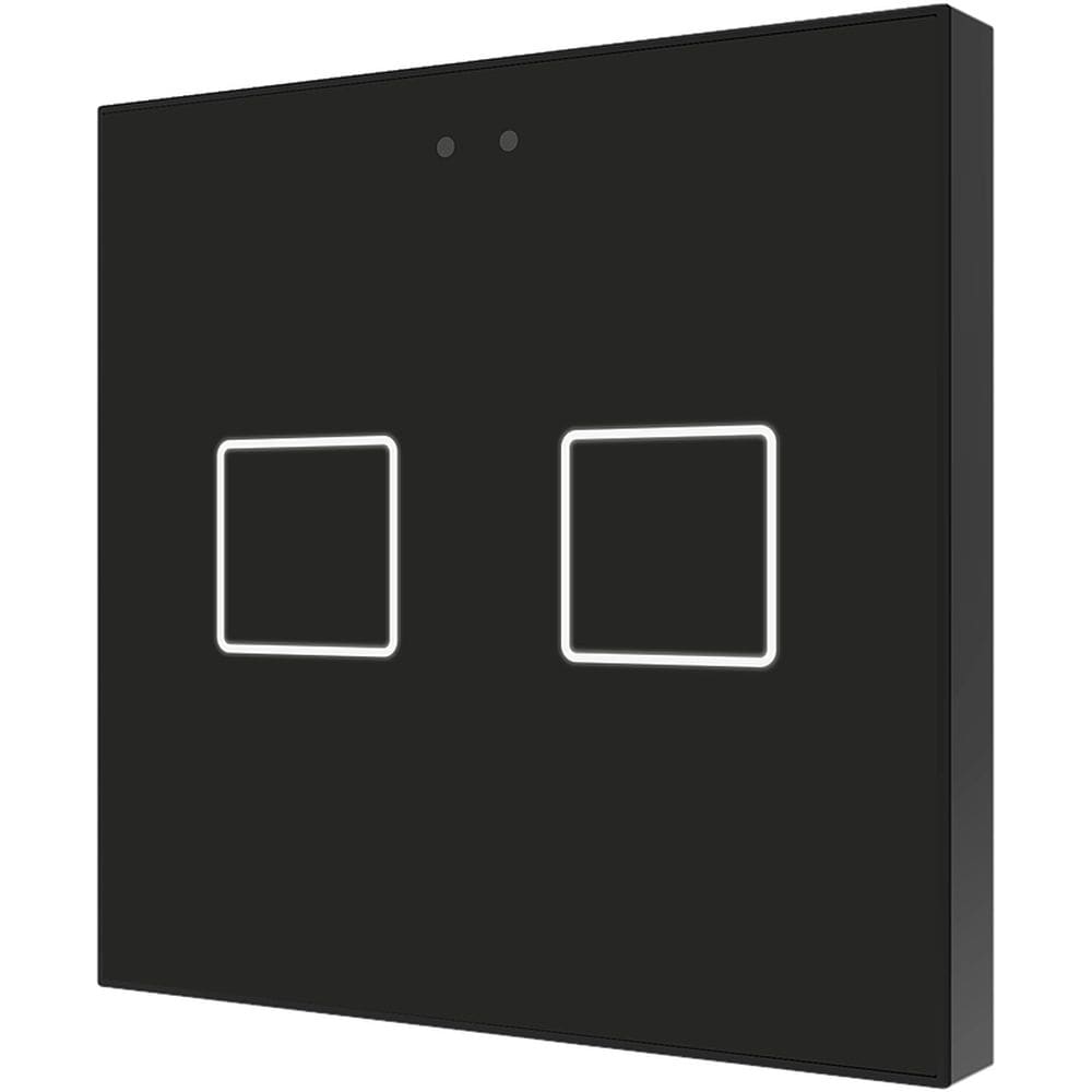 Zennio Flat 2 v2 (Antraciet) - KNX Touchschakelaar 2-V met temperatuursensor ZEZVIF2V2A