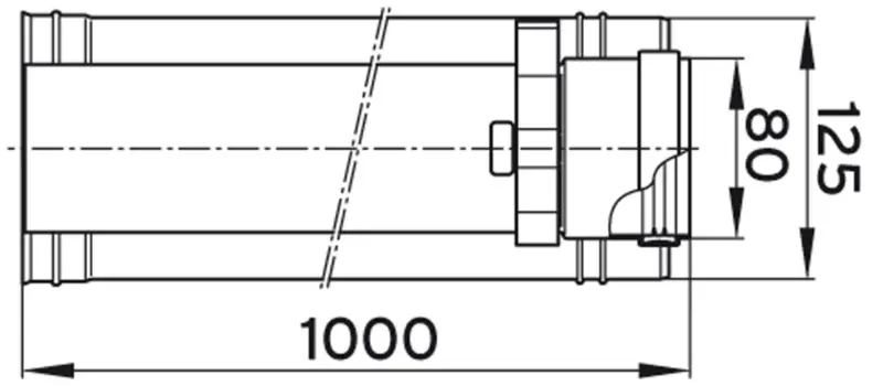 Vaillant Concentrische rookgasbuis Vaillant kunststof/inox 80/125mm L1000mm 0020042754