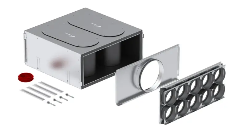 Zehnder Verdeelbox ventilatie Zehnder ComfoWell Ø200mm staal 10x90mm 990323705