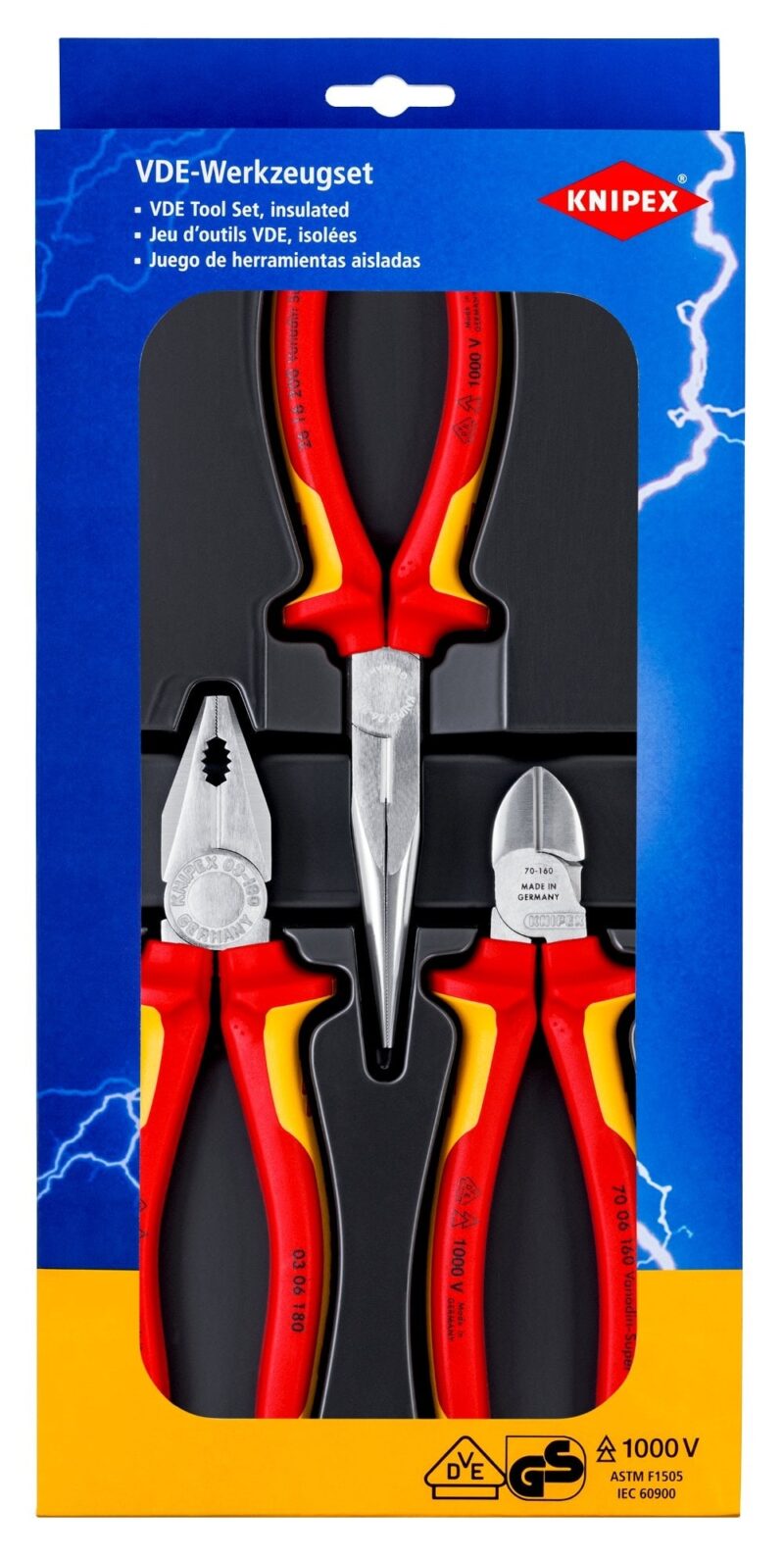 KNIPEX Tangenset Elektro 1000V VDE (combitang