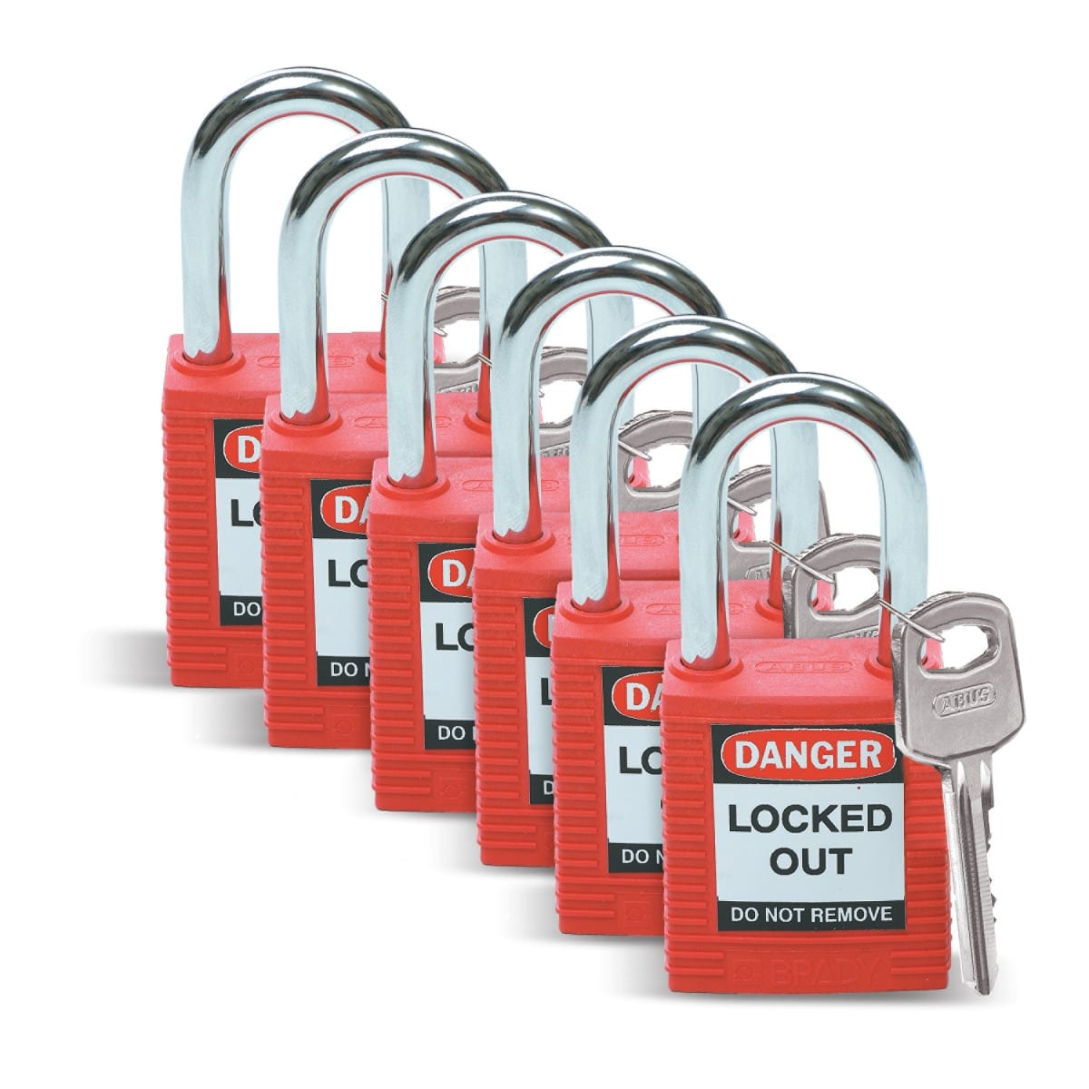 BRADY 38 mm Veiligheidsslot Rood - Keyed Different 6 PK 051339