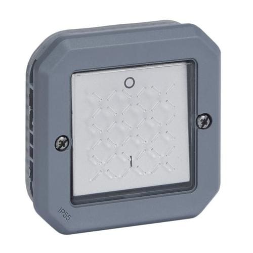 LEGRAND Plexo 2-polige schakelaar 16AX mechanisme IP55 IK08 grijs 069527L