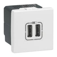 LEGRAND Mosaic lader 2xUSB 2500mA 5V 2 modules wit 077594