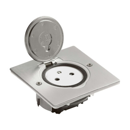 LEGRAND Vloercontactdoos 2P+A-vlak-vierkante vorm- 2 modules-uitvoering in geborsteld in 089760