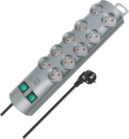 BRENNENSTUHL Primera-Line stekkerdoos 10-voudig zilver 2m H05VV-F 3G1