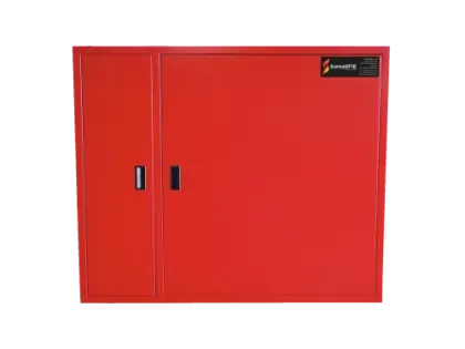 Somati SRI geîsoleerde haspelkast dubbele deur met brandblussercompartiment en verwarming - voor vaste of zwenbare haspel - RAL 3000 Rood - 1100 x 1000 x 260 mm 119464