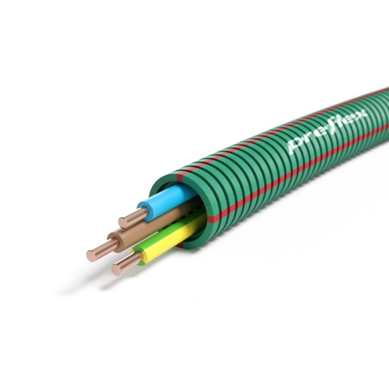 PREFLEX SAFE Preflex safe voorbedrade buis 16mm LS0H groen + draad H07Z1-U 3G2