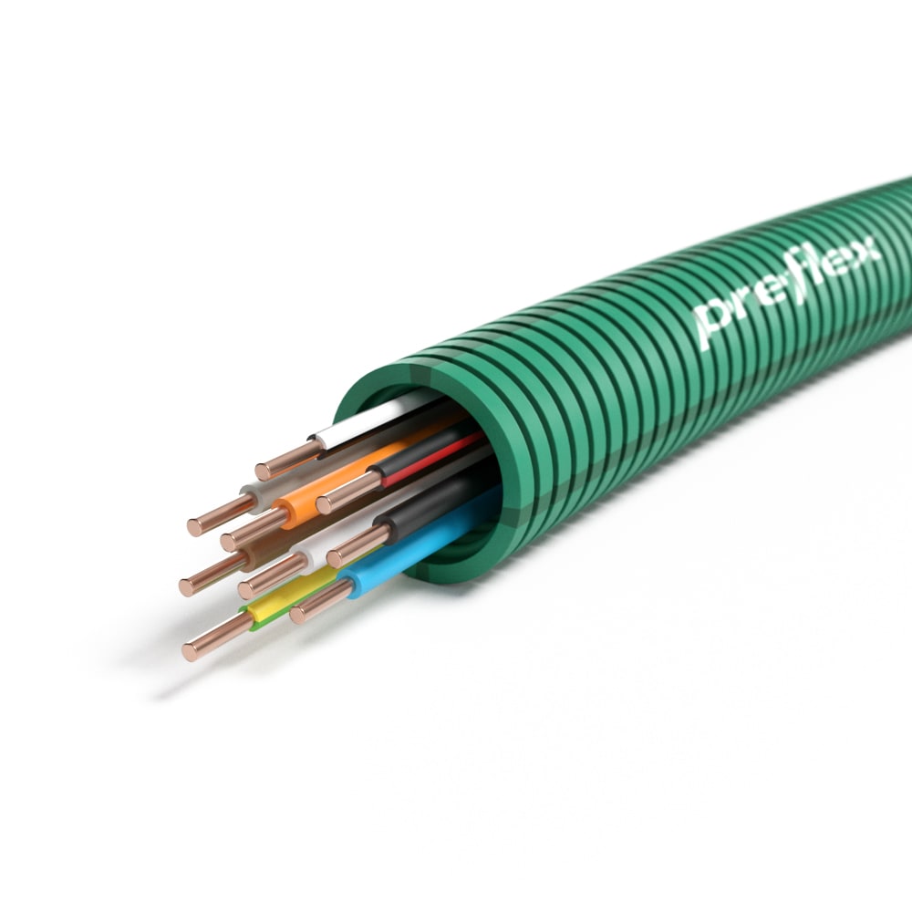 PREFLEX SAFE Preflex safe voorbedrade buis 20mm LS0H groen + draad H07Z1-U 9G1