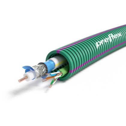 PREFLEX SAFE Preflex safe voorbedrade buis 20mm LS0H groen + data U/UTP CAT6 +TRI6 rol 100m 1234001444