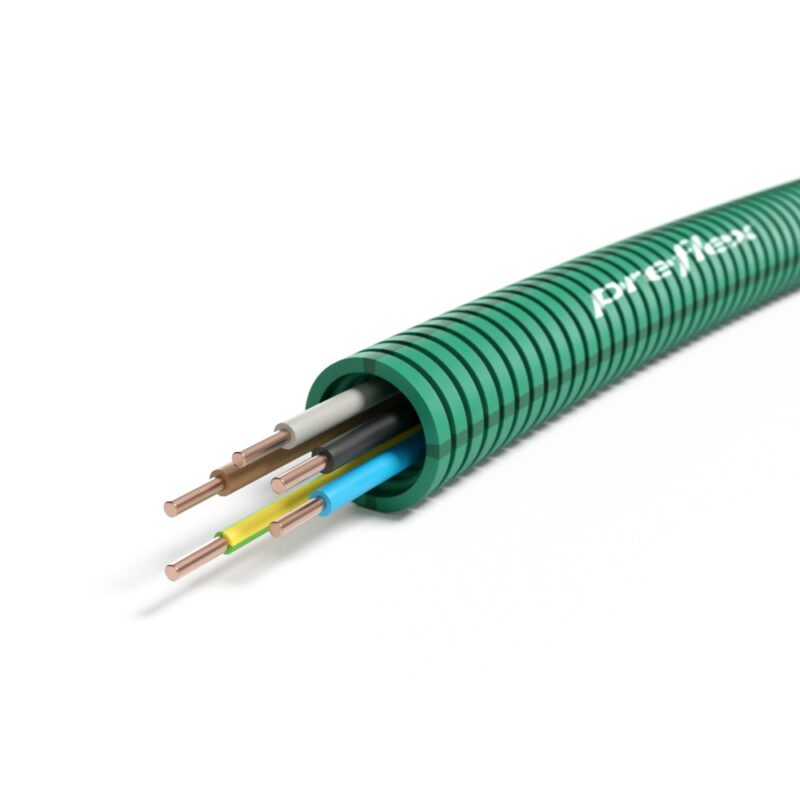 PREFLEX SAFE Preflex safe voorbedrade buis 16mm LS0H groen + draad H07Z1-U 5G1