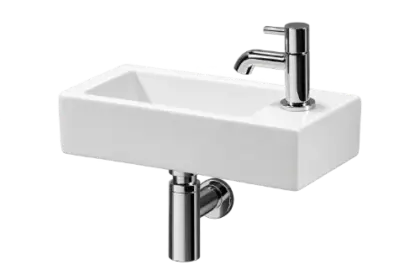 Liv handenwasser porselein 365 x 185 x 90 mm - wit - met kraangat rechts - zonder overloop 1564403
