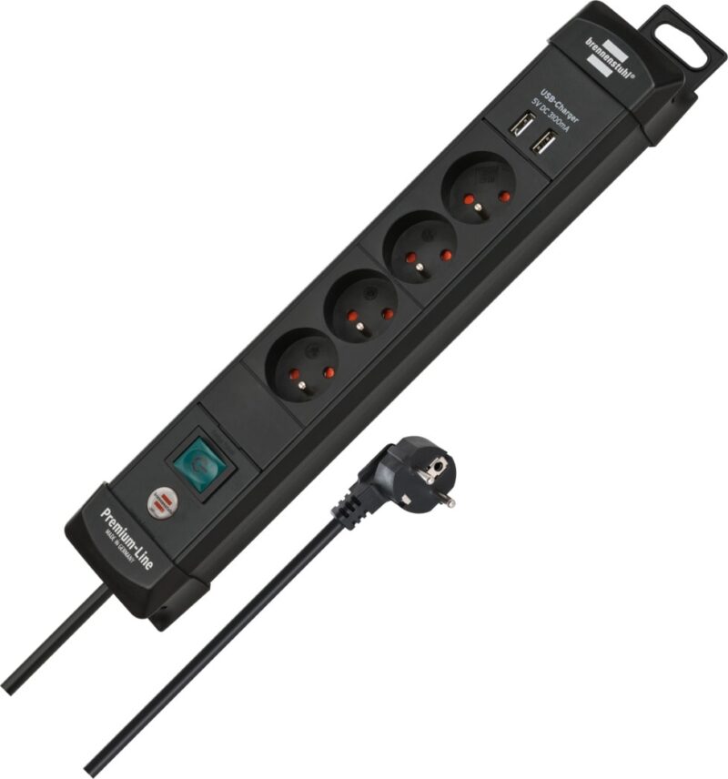 BRENNENSTUHL Premium-Line stekkerdoos met USB 4-voudig zwart 1