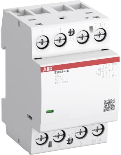 ABB Modulaire Contactor ESB63 63A 4NO 230V AC 400Hz spoel DIN-rail montage 1SAE351111R0640