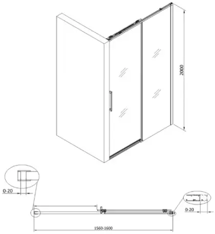 Free Move schuifdeur omkeerbaar 1600 x 2000 mm - transparant Clean - Brushed Copper - koper mat 2067847