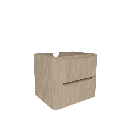 Klaire Round ribbel wastafelonderkast met 2 laden 600 x 450 x 500 mm - eiken 2070026