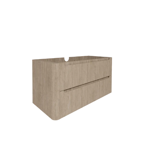 Klaire Round ribbel wastafelonderkast met 2 laden 1000 x 450 x 500 mm - eiken 2070039
