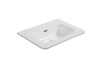 Klaire Round wastafelblad 600 x 465 mm - zonder kraangat - met overloop - wit 2070041