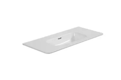 Klaire Round wastafelblad 1000 x 465 mm - zonder kraangat - met overloop - wit 2070046