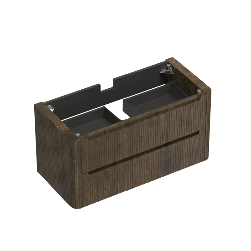Klaire Round ribbel wastafelonderkast met 2 laden 1000 x 450 x 500 mm - walnoot 2070049