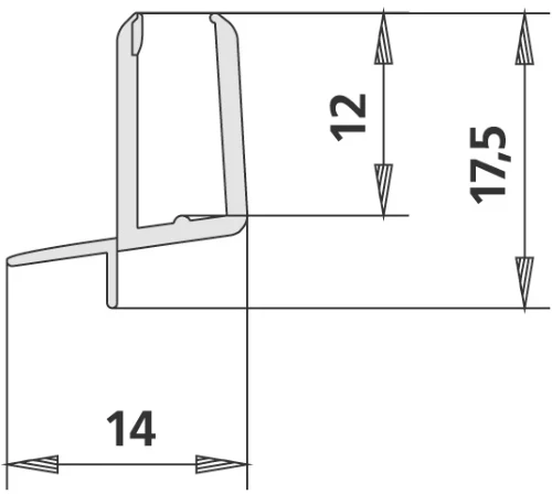 Kermi 1 spatwaterdichting Lengte 985 mm Kan bij montage naar wens ingekort worden. 2534044