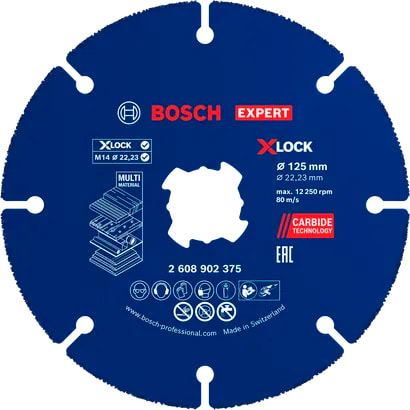 Bosch Professional EXPERT X-LOCK Doorslijpschijf Carbide Multi Wheel 125mm 2608902375